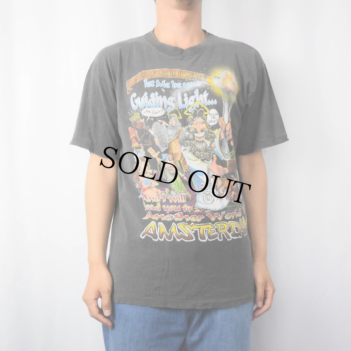 画像2: 90's Fox Tees "AMSTERDAM" ガンジャプリントTシャツ M (2)