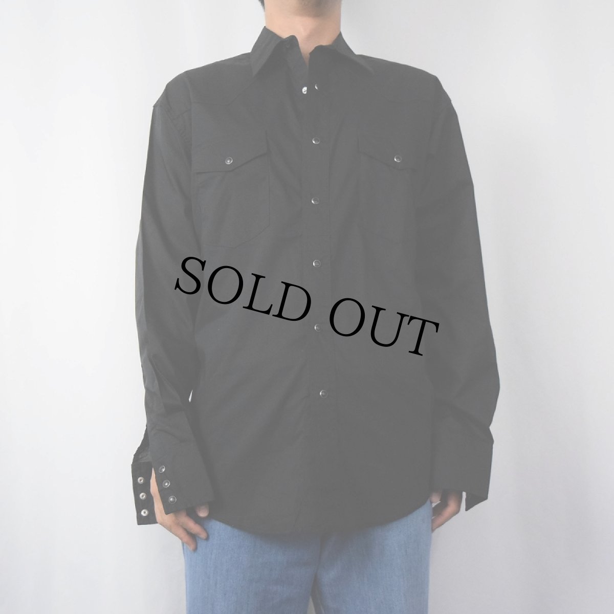 画像2: 90's Wrangler ポリエステル ウエスタンシャツ BLACK M (2)