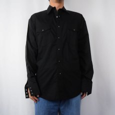 画像2: 90's Wrangler ポリエステル ウエスタンシャツ BLACK M (2)