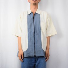 画像2: 90〜2000's INTRINSIC 2トーン切り替え フルジップ コットンシャツ L (2)