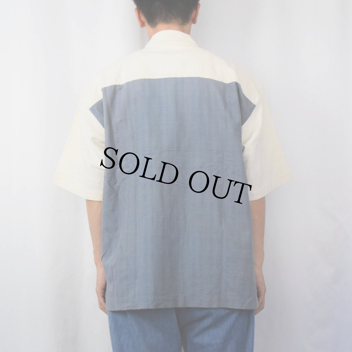 画像3: 90〜2000's INTRINSIC 2トーン切り替え フルジップ コットンシャツ L (3)