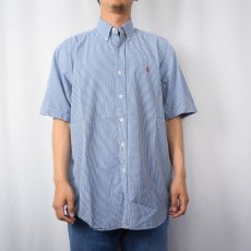 画像2: Ralph Lauren "BLAKE" ギンガムチェック柄 ロゴ刺繍 コットン ボタンダウンシャツ M (2)