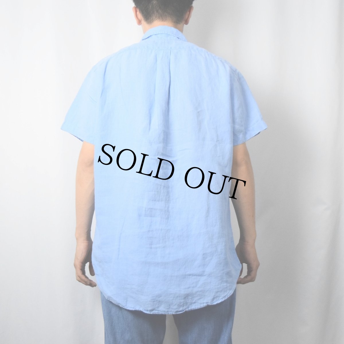 画像3: Ralph Lauren "CLASSIC FIT" ロゴ刺繍 リネン ボタンダウンシャツ M (3)