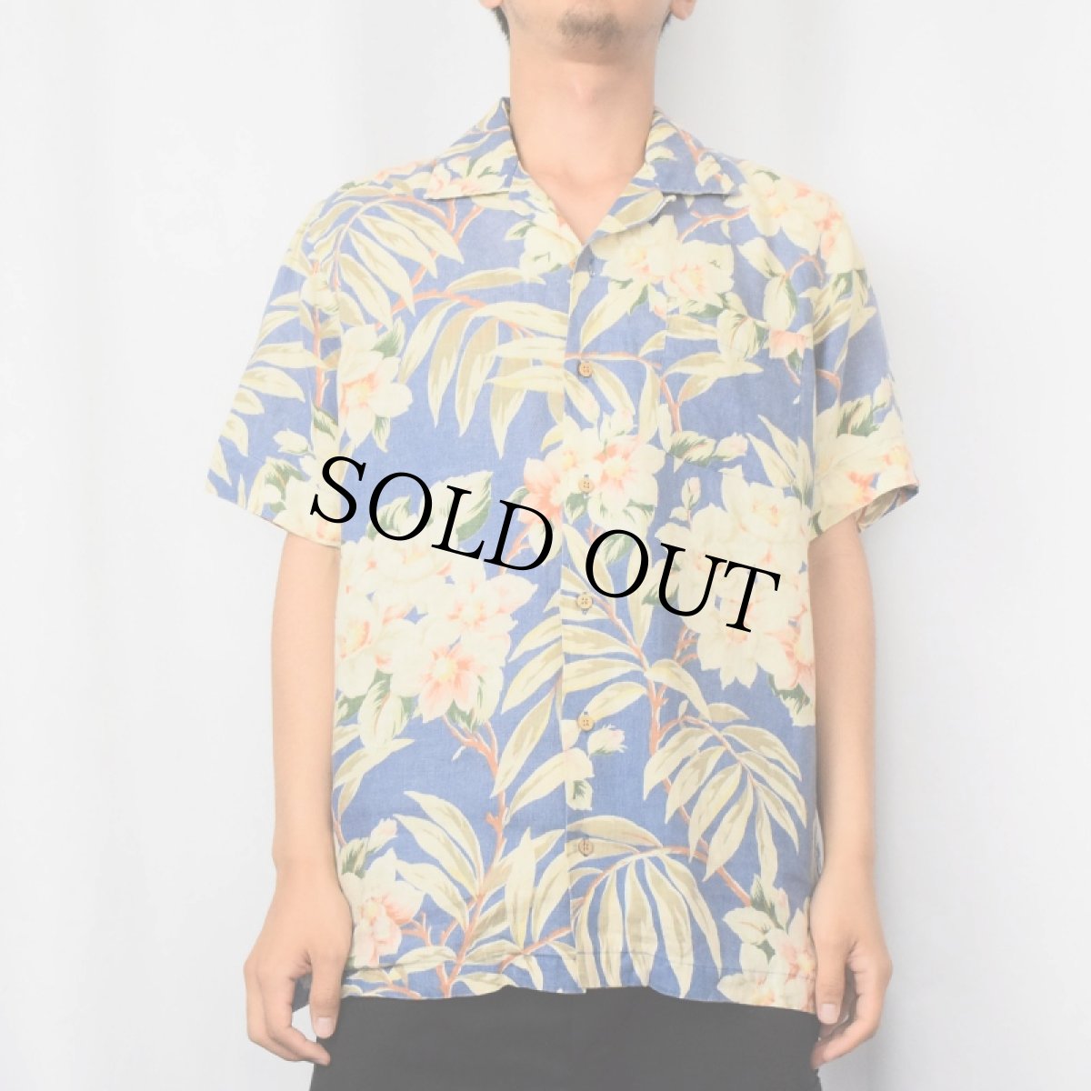 画像2: POLO Ralph Lauren オールオーバーパターン リネンアロハシャツ M (2)