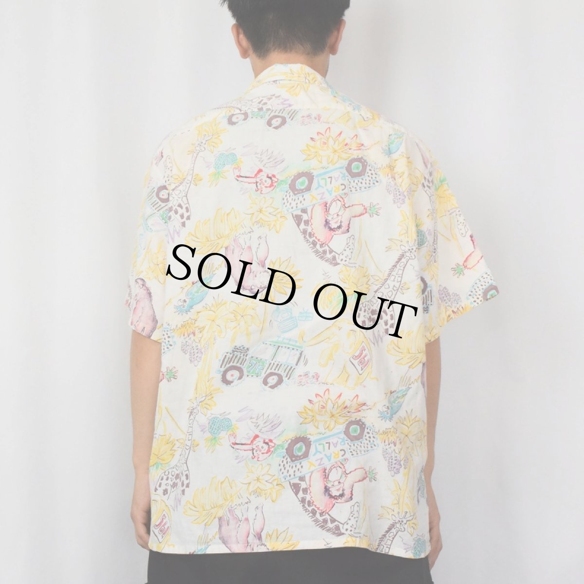 画像3: 80's BONHOMME USA製 アニマルイラスト柄 ハワイアンシャツ L (3)