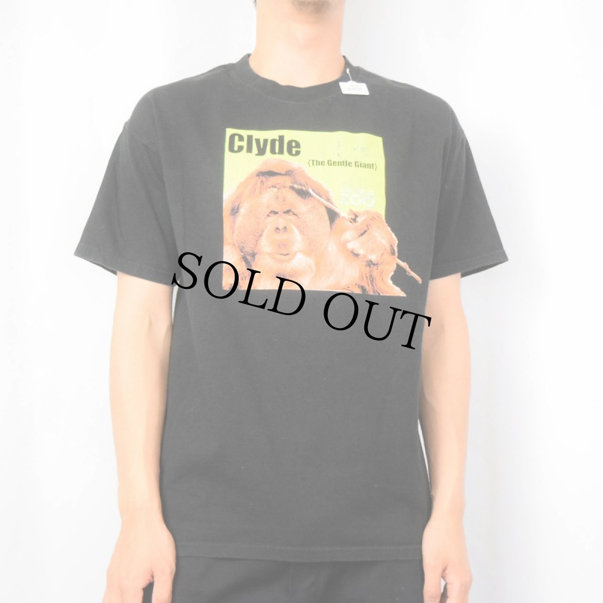 画像2: 90's SAN DIEGO ZOO "Glyde" オラウータンプリントTシャツ BLACK M (2)