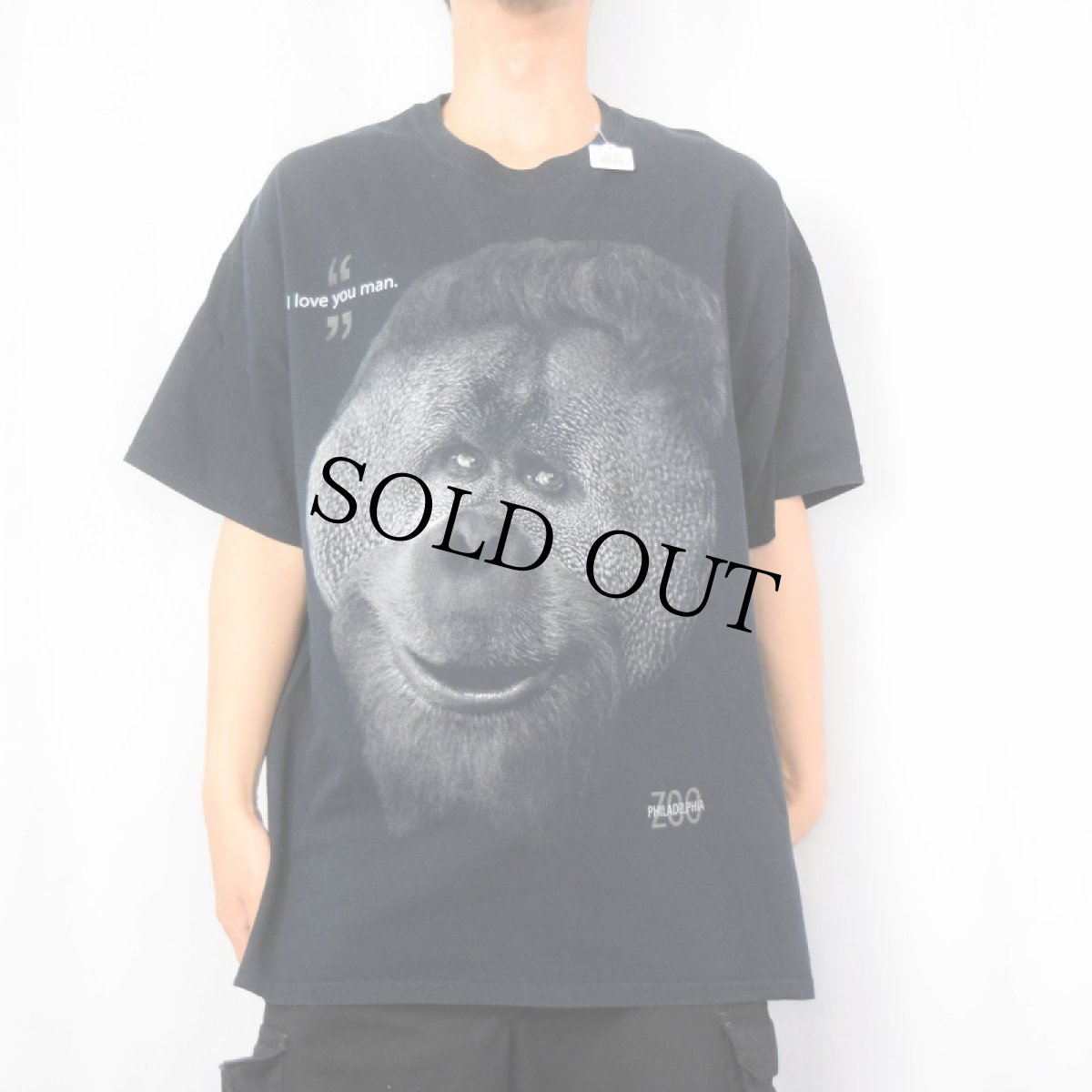 画像2: PHILADELPHIA ZOO "I love you man." ゴリラプリントTシャツ BLACK XL (2)