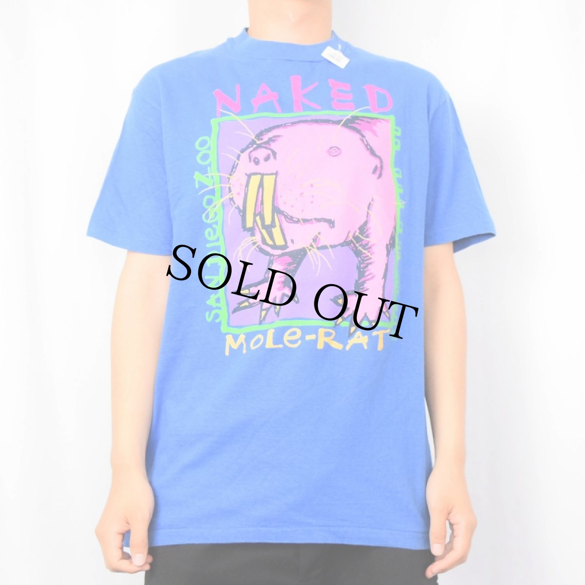 画像2: 90's USA製 "MOLE-RAT" ハダカデバネズミ イラストプリントTシャツ L (2)