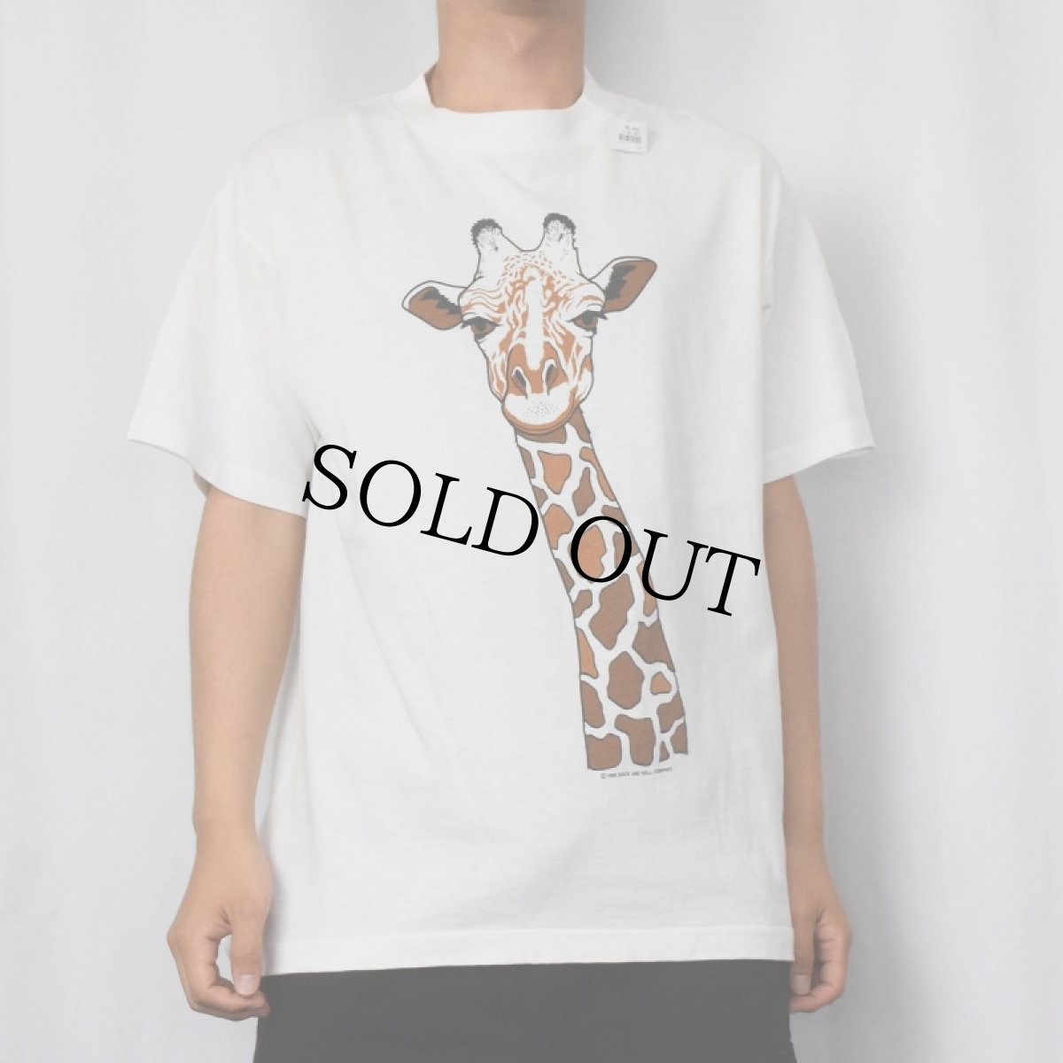 画像2: 80's SOCK AND ROLL USA製 キリンプリントTシャツ L (2)