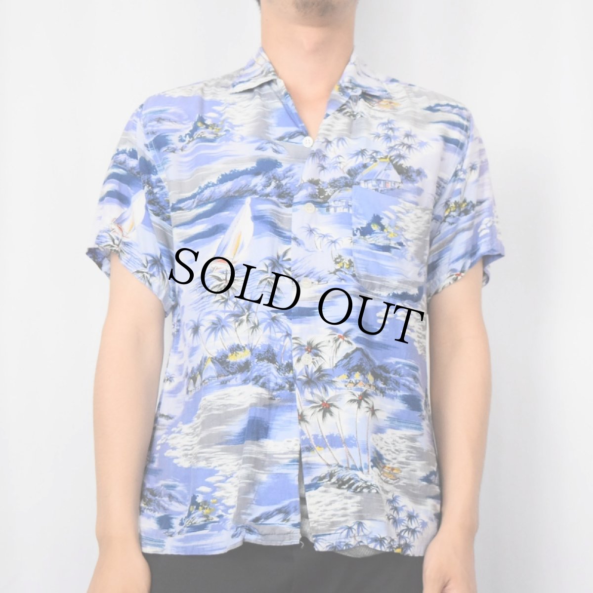 画像2: 60's South Pacific JAPAN製 レーヨンハワイアンシャツ S (2)