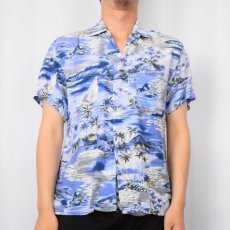 画像2: 60's South Pacific JAPAN製 レーヨンハワイアンシャツ S (2)