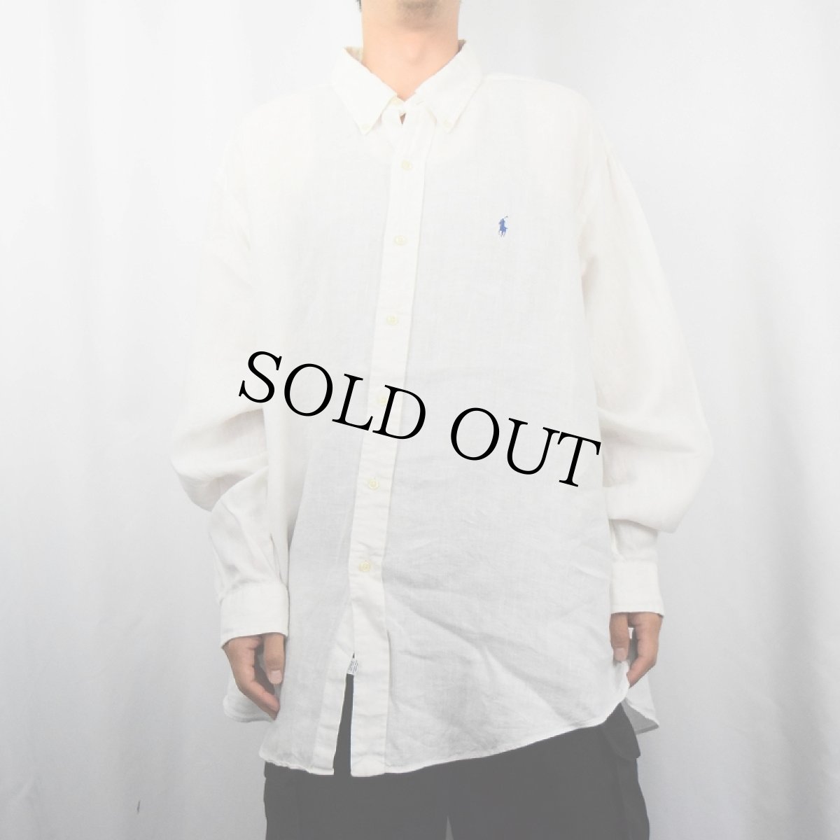 画像2: Ralph Lauren "CLASSIC FIT" ロゴ刺繍 リネンボタンダウンシャツ XXL (2)