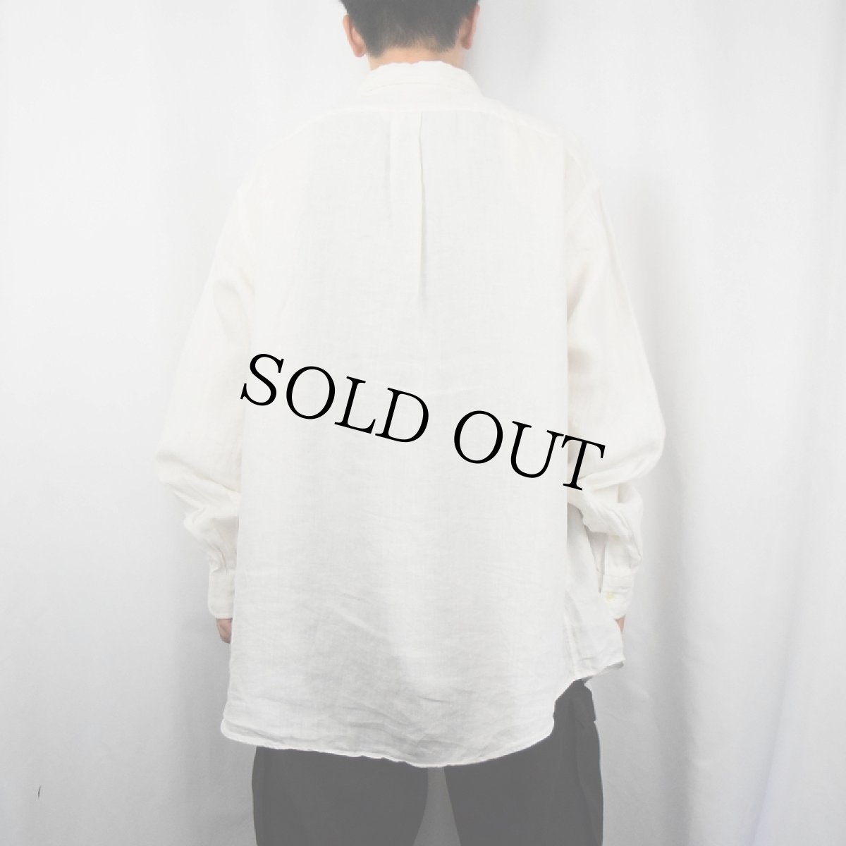 画像3: Ralph Lauren "CLASSIC FIT" ロゴ刺繍 リネンボタンダウンシャツ XXL (3)