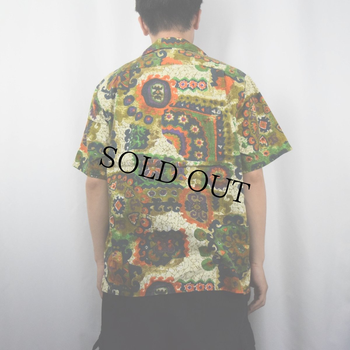 画像5: 70's エスニック柄 コットンハワイアンシャツ L (5)
