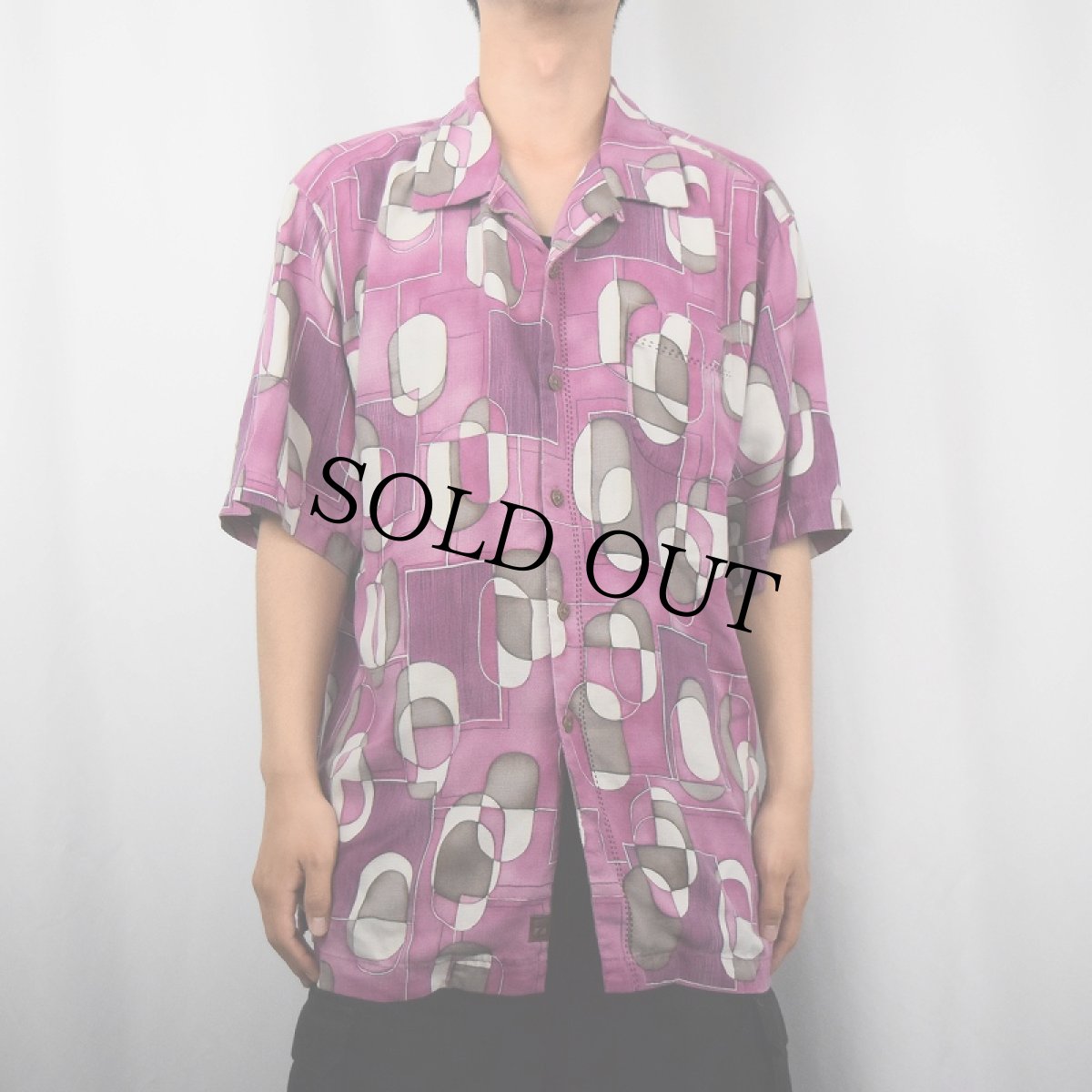 画像5: Tommy bahama 総柄 シルクオープンカラーシャツ L (5)