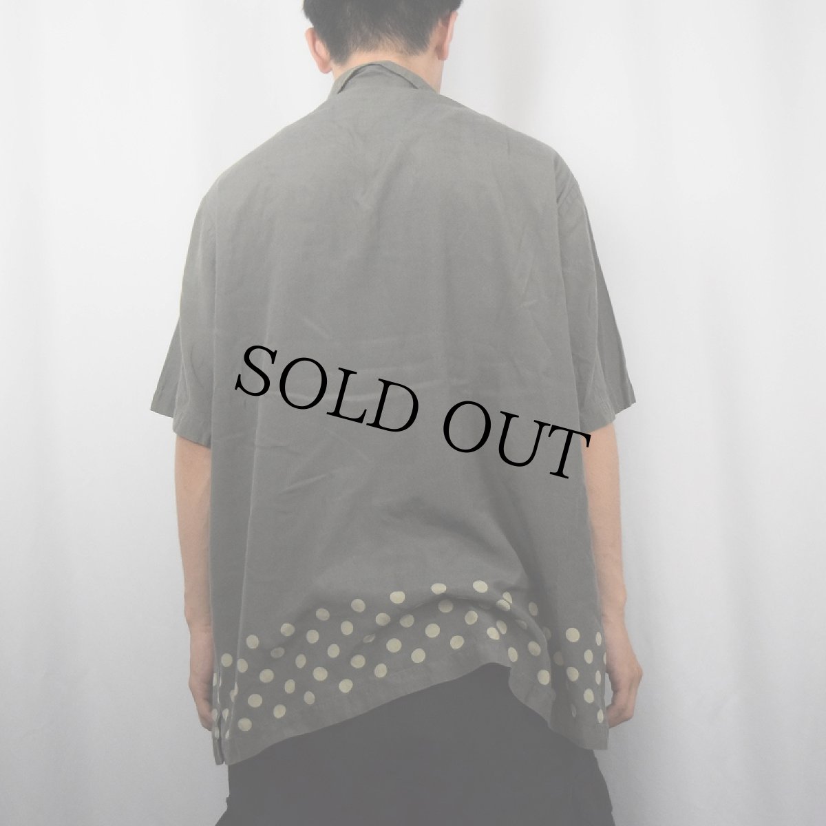 画像3: PERRY ELLIS ドット柄 シルク×コットン オープンカラーシャツ XL (3)