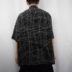 画像3: A[X]IST 総柄 シルク オープンカラーシャツ BLACK XL (3)