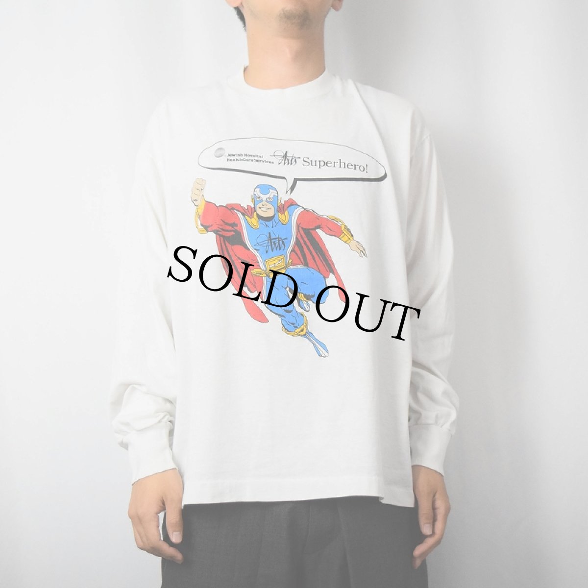 画像2: 90's USA製 "Superhero!" キャラクタープリントロンT XL (2)