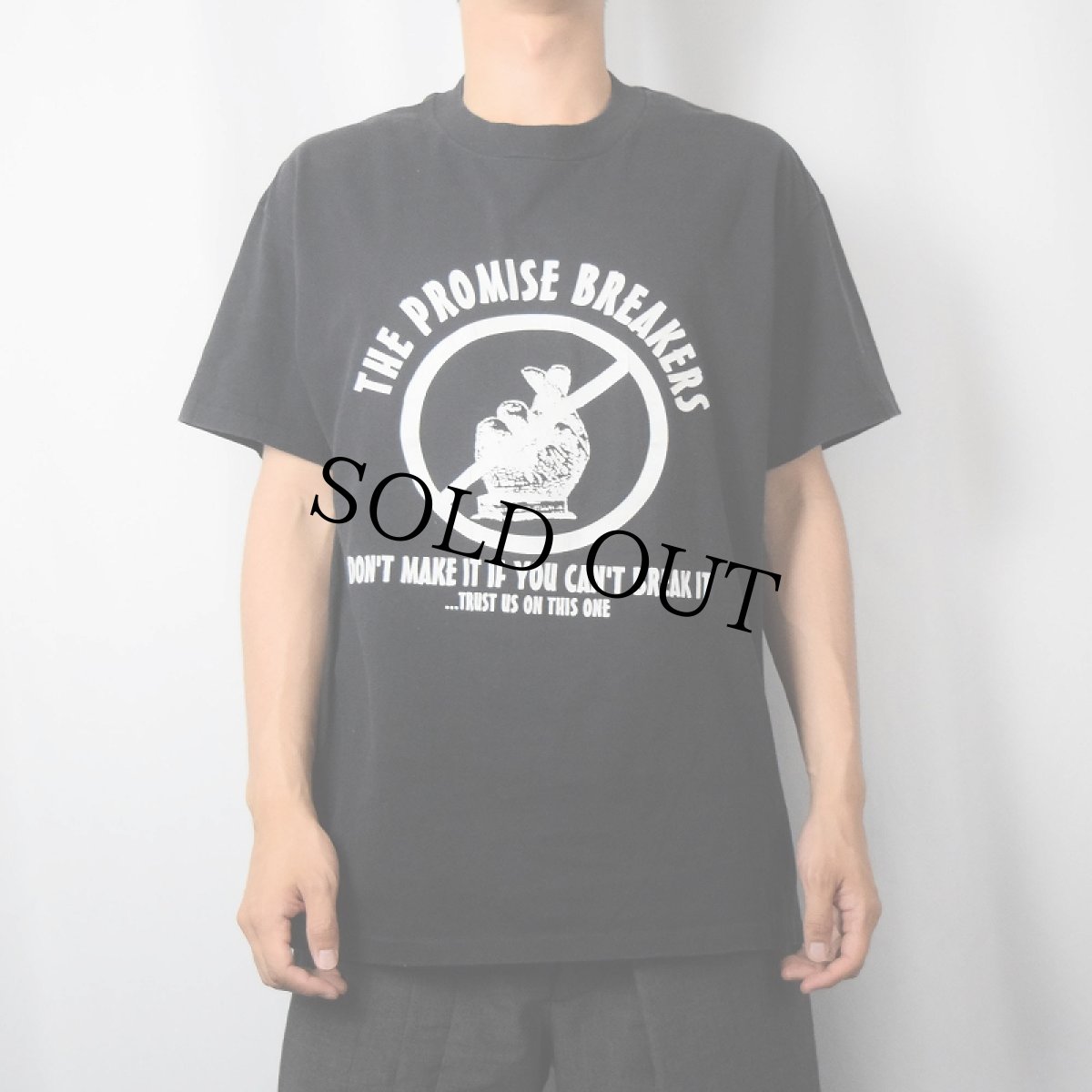 画像2: 90's "THE PROMISE BREAKERS" メッセージプリントTシャツ BLACK L (2)