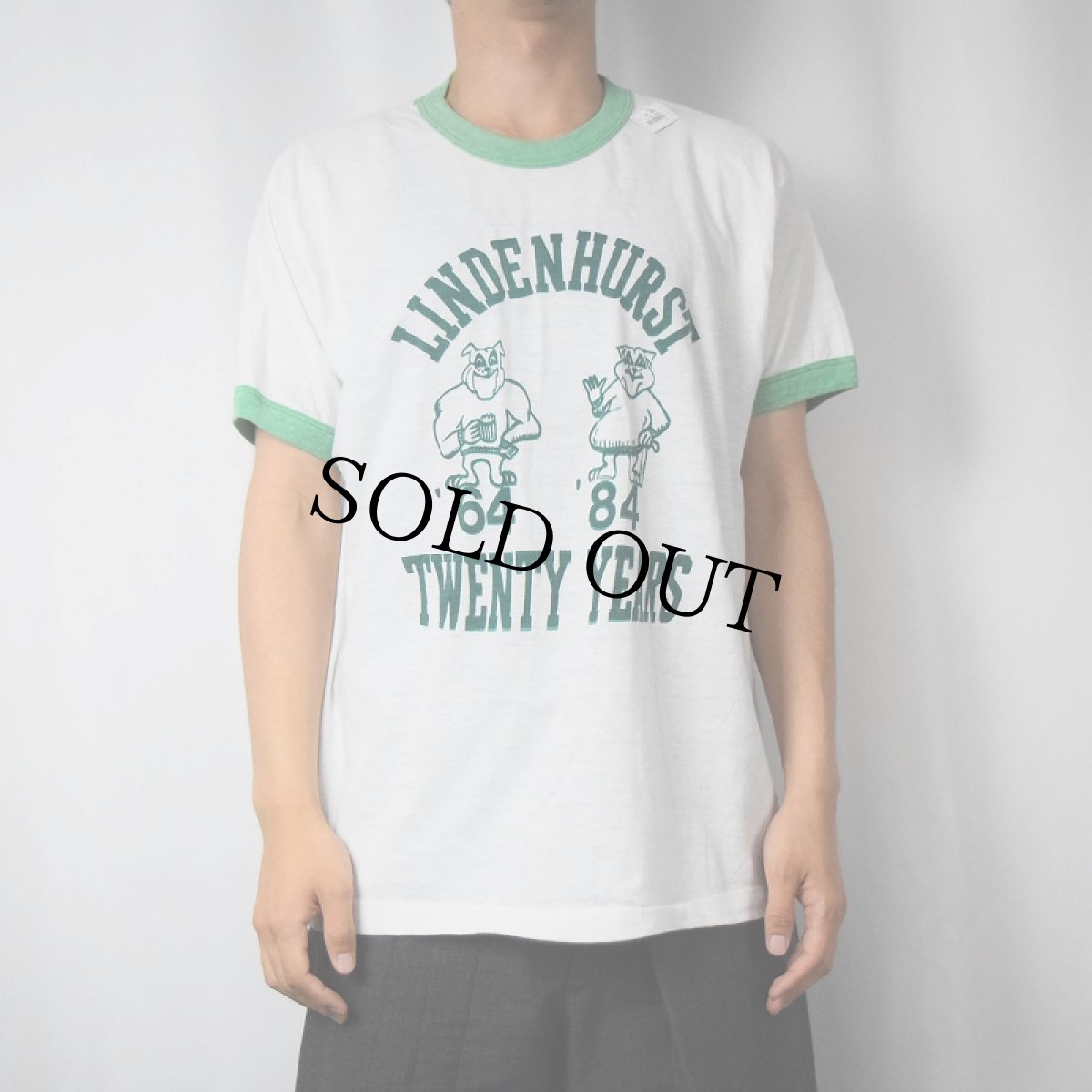 画像2: 80's USA製 "LINDENHURST TWENTY YEARS" プリントリンガーTシャツ XL (2)