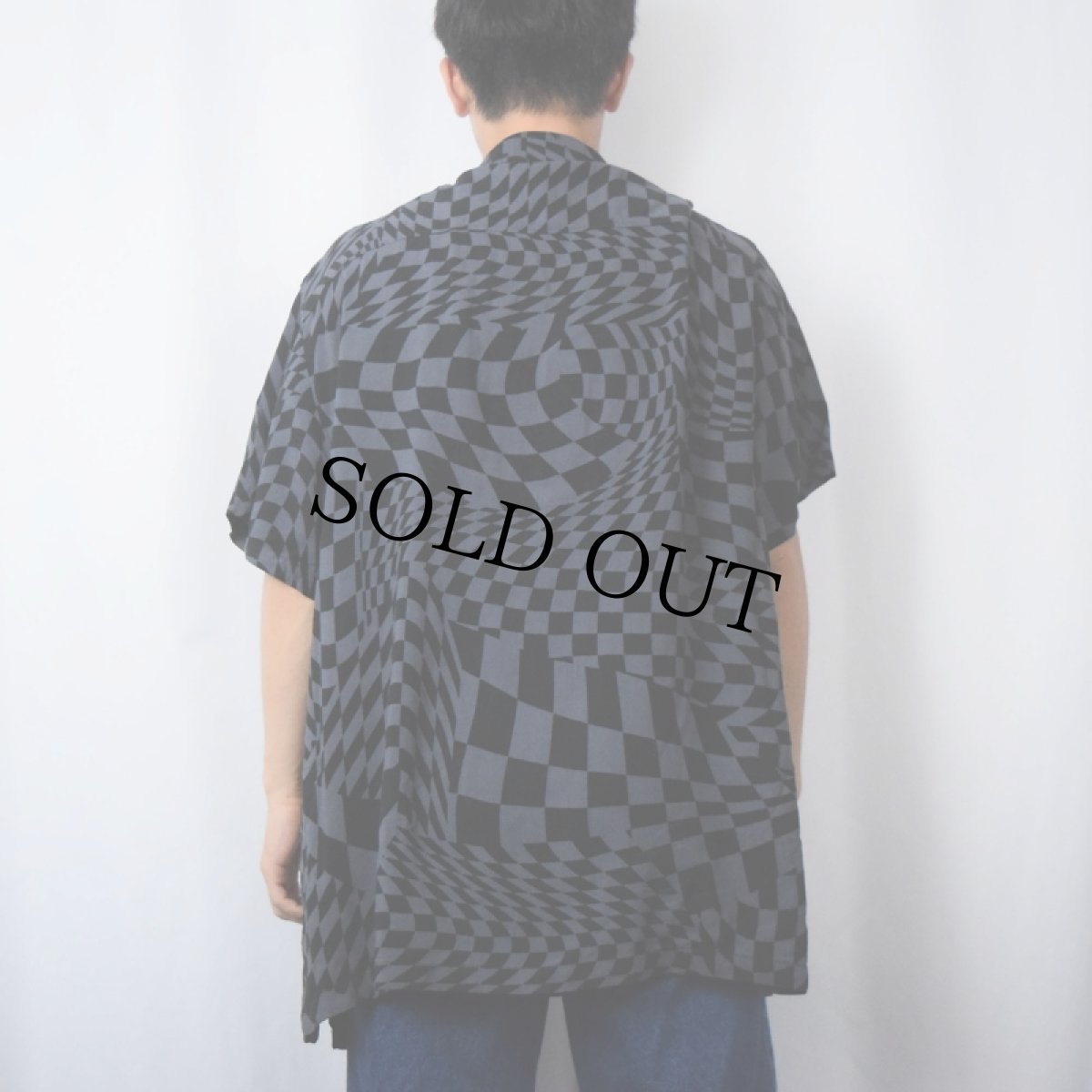 画像3: NO BOUNDARIES チェッカー柄 レーヨンオープンカラーシャツ XL (3)