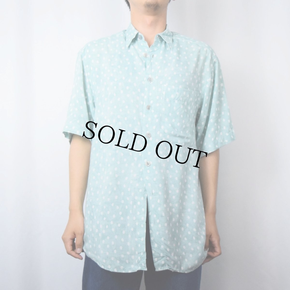 画像2: CLUB D'AMINGO ドット柄 レーヨンシャツ SIZE37/38 (2)