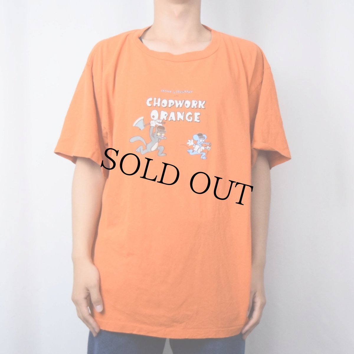 画像2: 90's ITCHY&SCRATCHY USA製 "CHOPWORK ORANGE" 映画パロディプリントTシャツ XL (2)