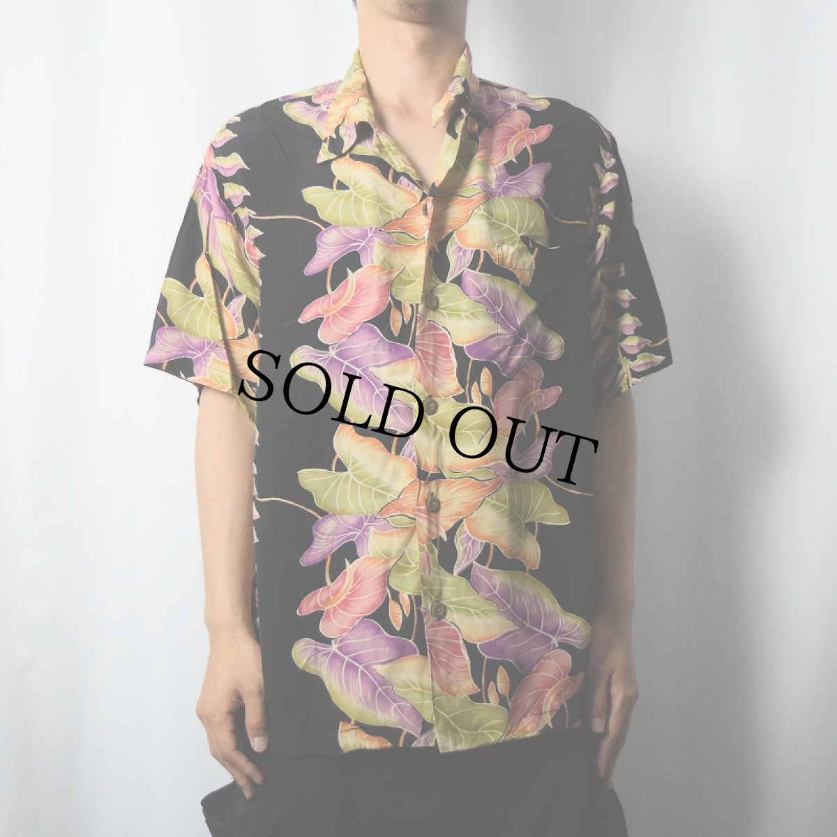 画像2: 80's KAMEHAMEHA ボーダーパターン レーヨンアロハシャツ L (2)