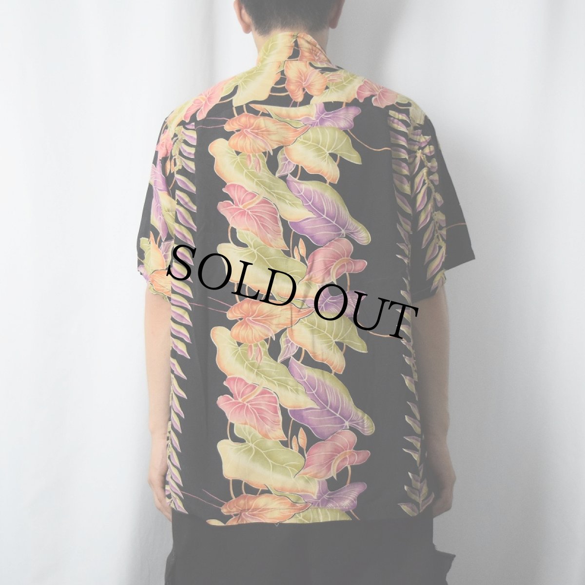 画像3: 80's KAMEHAMEHA ボーダーパターン レーヨンアロハシャツ L (3)