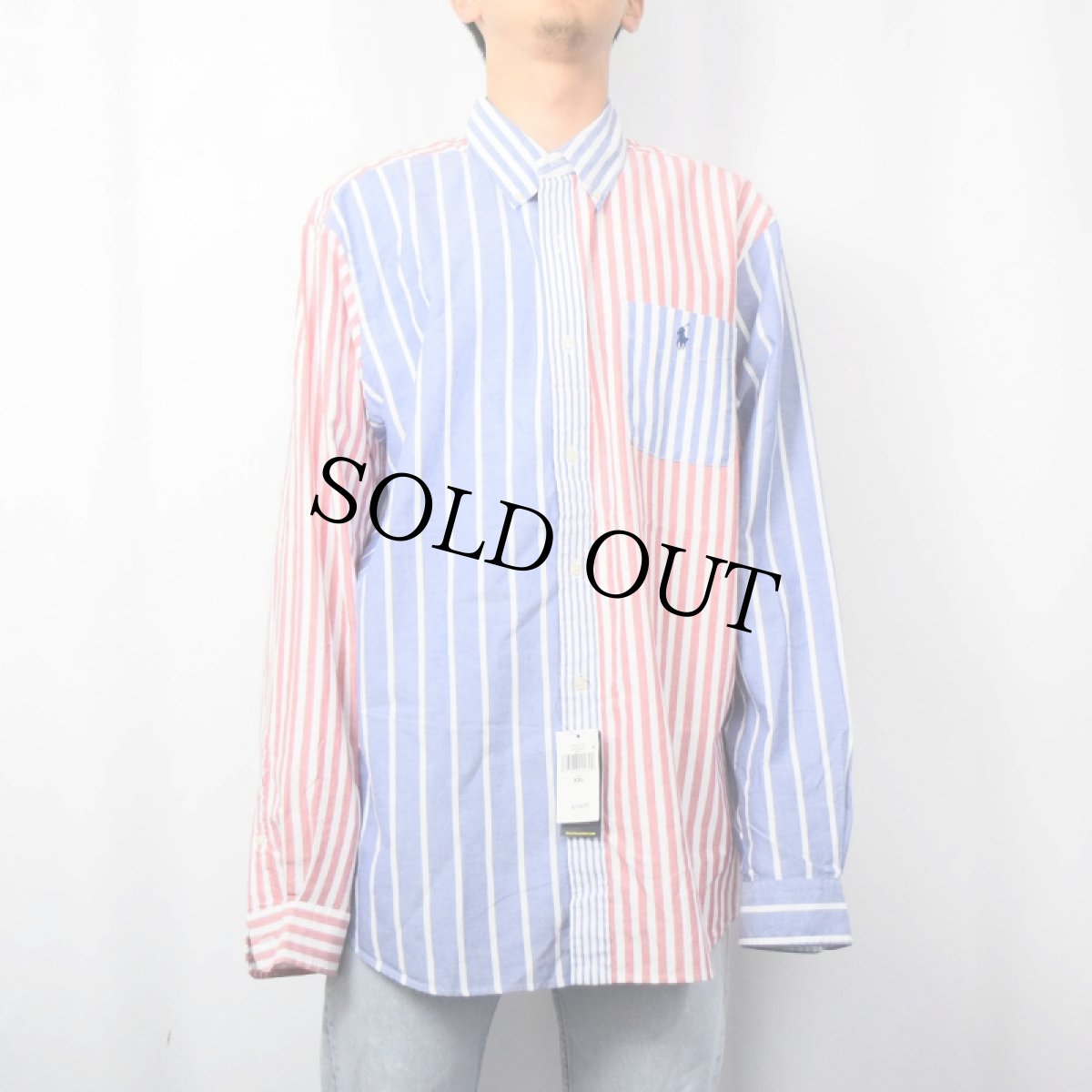 画像2: POLO Ralph Lauren クレイジーパターン コットンボタンダウンシャツ DEADSTOCK XXL (2)