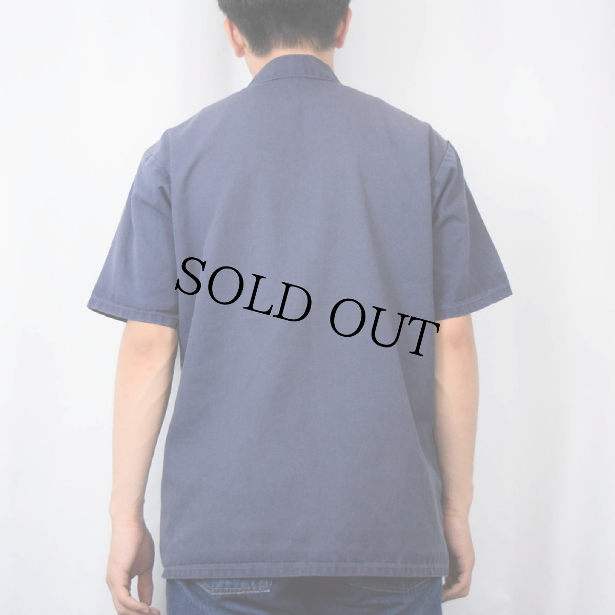 画像3: 80〜90's BEN DAVIS USA製 ハーフジップ ワークシャツ NAVY M (3)