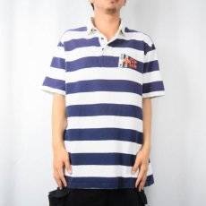 画像2: POLO Ralph Lauren "CUSTOM FIT" ボーダー柄 フラッグパッチ付きポロシャツ XL (2)