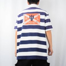 画像3: POLO Ralph Lauren "CUSTOM FIT" ボーダー柄 フラッグパッチ付きポロシャツ XL (3)