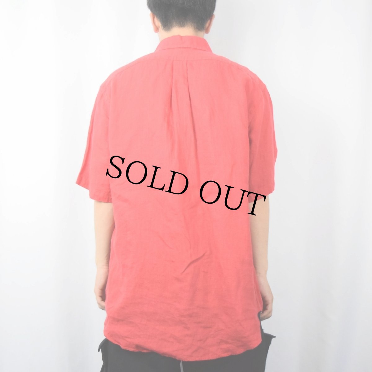 画像3: Ralph Lauren "CLASSIC FIT" ロゴ刺繍 リネン ボタンダウンシャツ L (3)