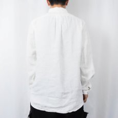 画像3: Ralph Lauren "CLASSIC FIT" ロゴ刺繍 リネン ボタンダウンシャツ M (3)