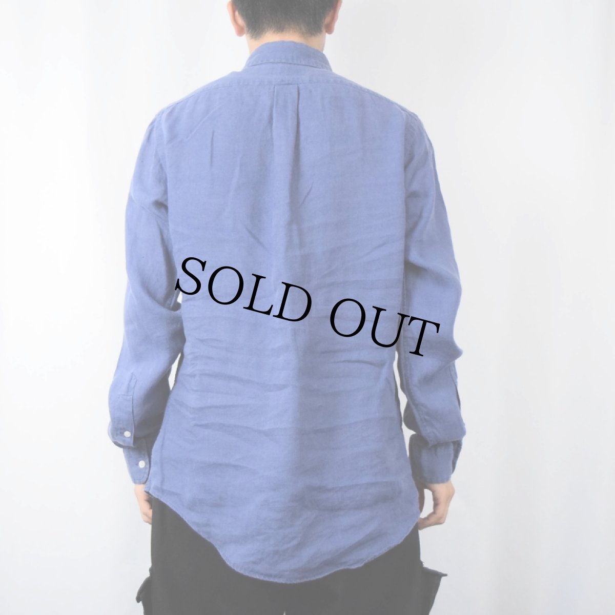 画像3: POLO Ralph Lauren "CUSTOM FIT" ロゴ刺繍 リネン ボタンダウンシャツ NAVY S (3)