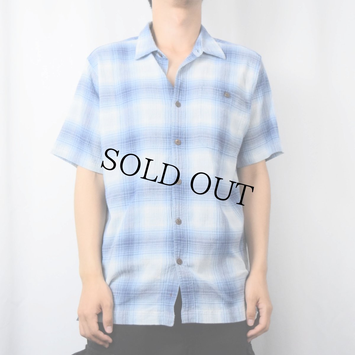 画像2: 18SS patagonia オンブレーチェック柄 コットンシャツ M (2)