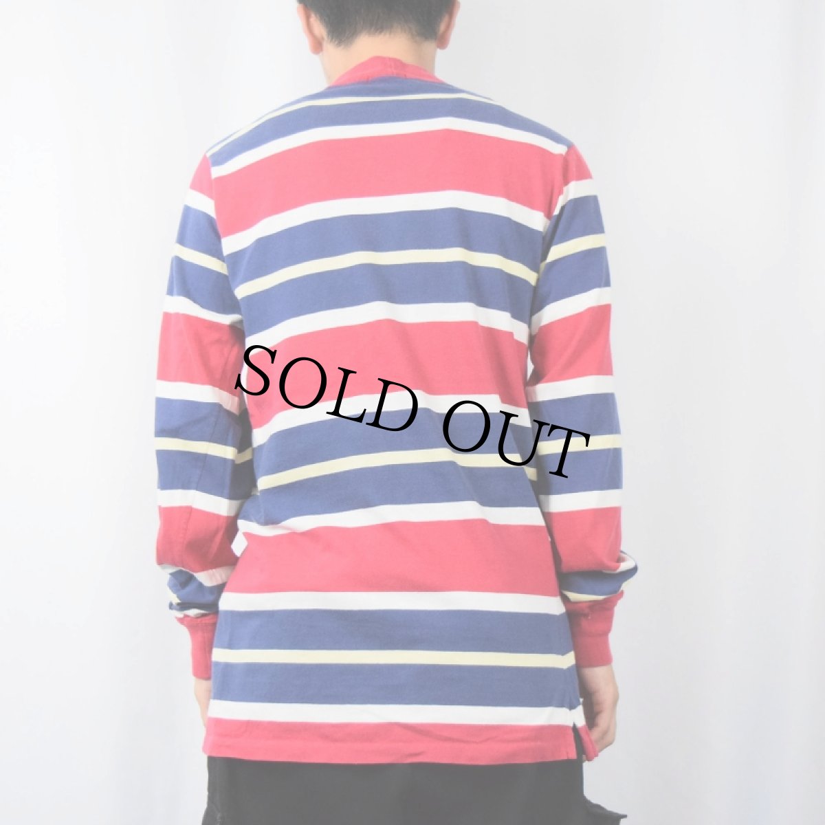 画像3: 80's POLO Ralph Lauren USA製 ロゴ刺繍 マルチボーダー柄ロンT XL (3)