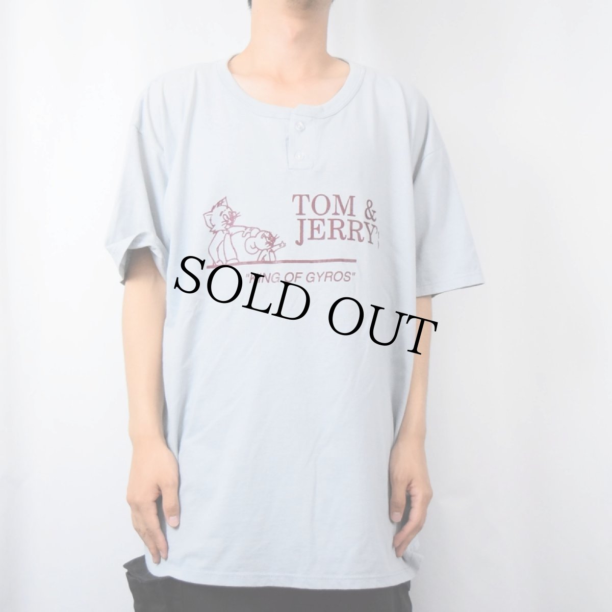 画像3: 80's RUSSELL ATHLETIC USA製 "TOM&JERRY'S" キャラクタープリント ヘンリーネックTシャツ XXL (3)