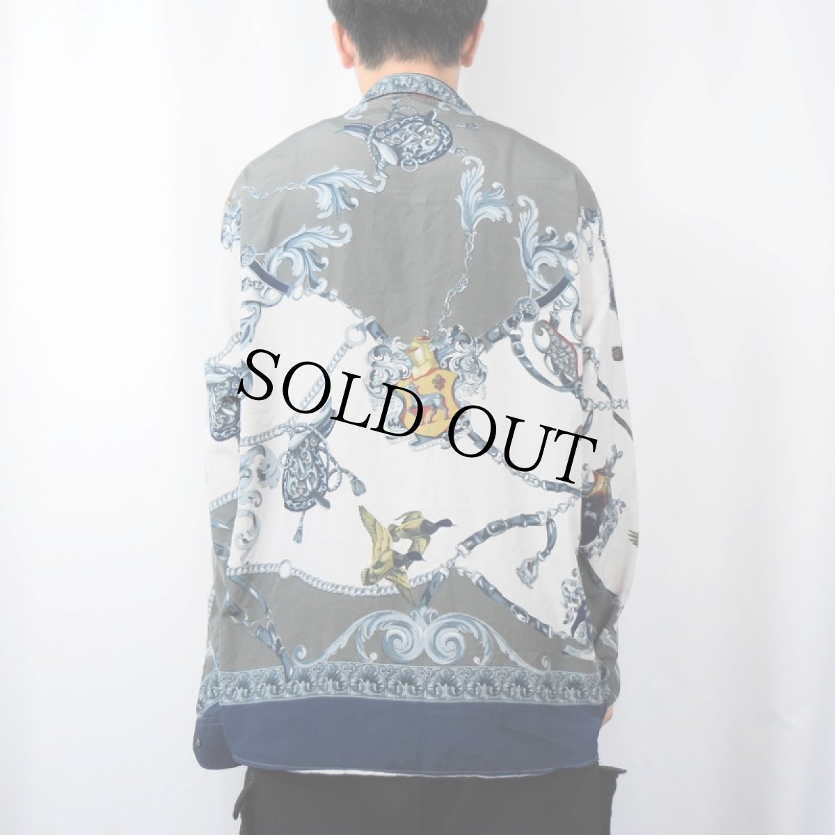 画像3: MARINELLI スカーフ柄 シルクシャツ L (3)