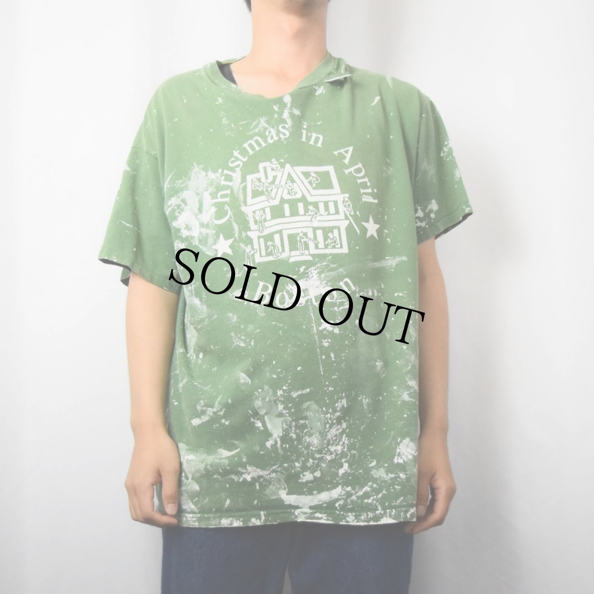 画像2: 90's "Christmas is April" ペンキペイントTシャツ XL (2)
