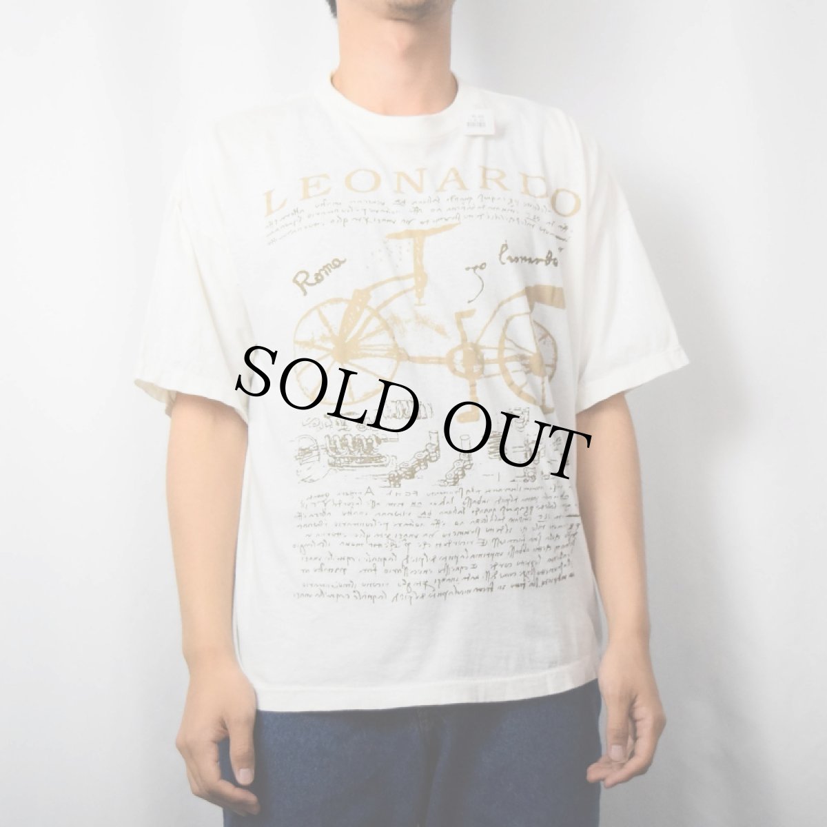 画像2: 80〜90's LEONARDO DA VINCI "Bicycle" アートプリントTシャツ (2)
