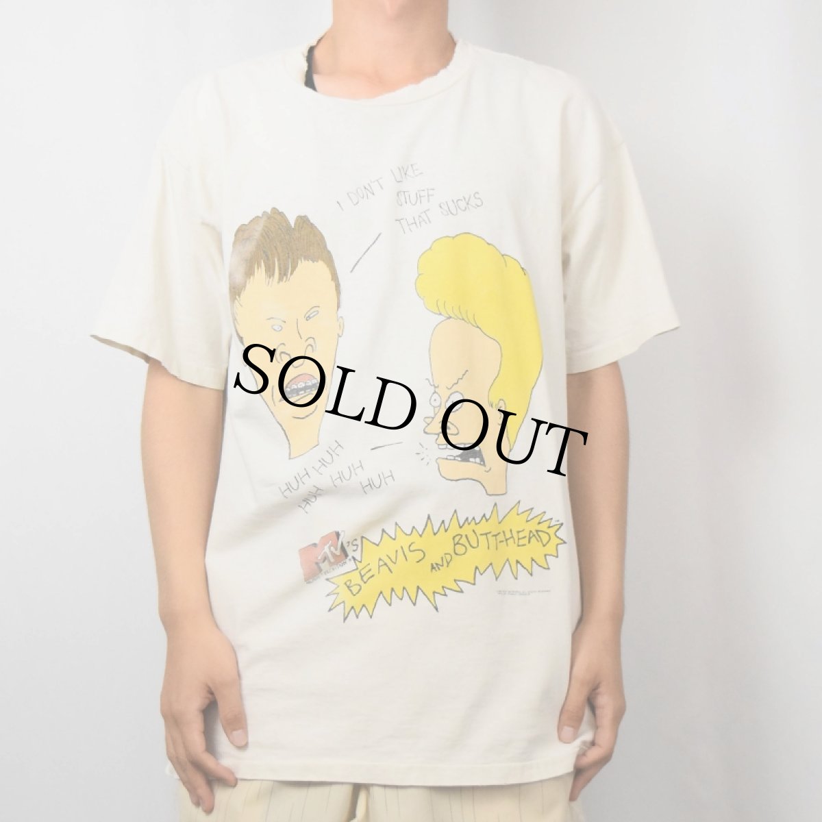 画像2: 90's BEAVIS AND BUTT-HEAD USA製 テレビアニメプリントTシャツ XL (2)