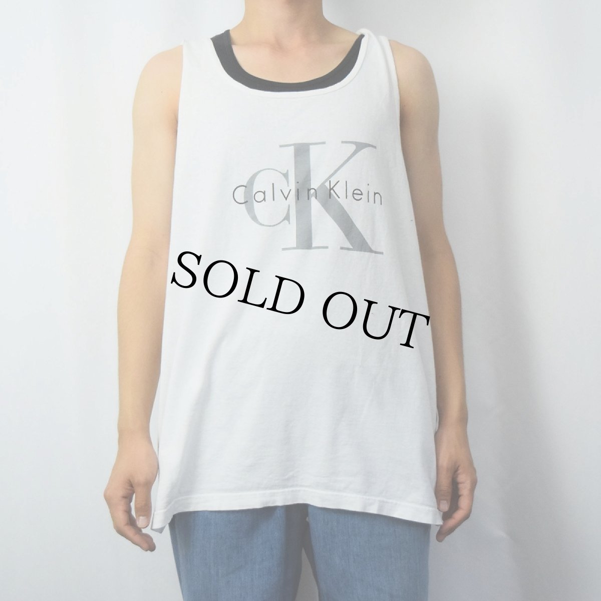 画像2: 90's Calvin Klein USA製 ロゴプリントタンクトップ XL (2)