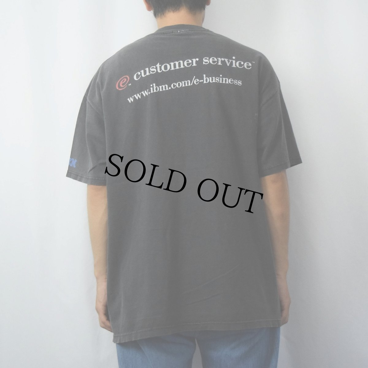 画像3: IBM "HELLO? HELLO? HELLOOOO?" コンピューター企業 ペンキペイントプリントTシャツ BLACK XL (3)