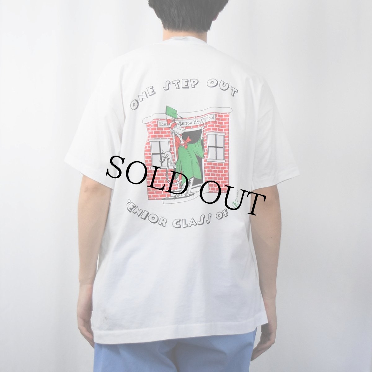 画像4: 90's Dr.Seus THE CAT IN THE HAT USA製 "ONE STEP IN" キャラクタープリントTシャツ XL (4)