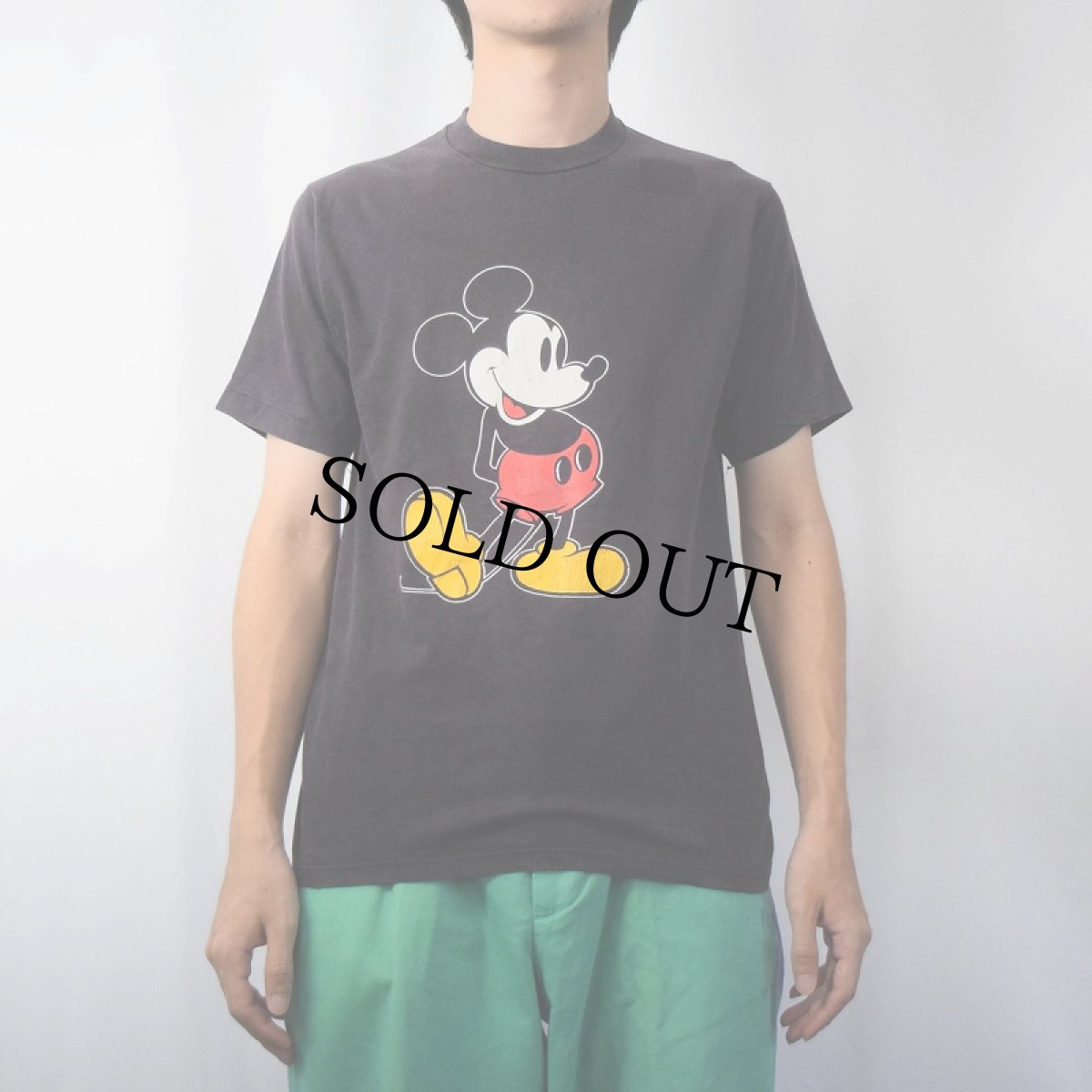 画像2: 80〜90's Disney MICKEY MOUSE USA製 キャラクタープリントTシャツ BLACK M (2)