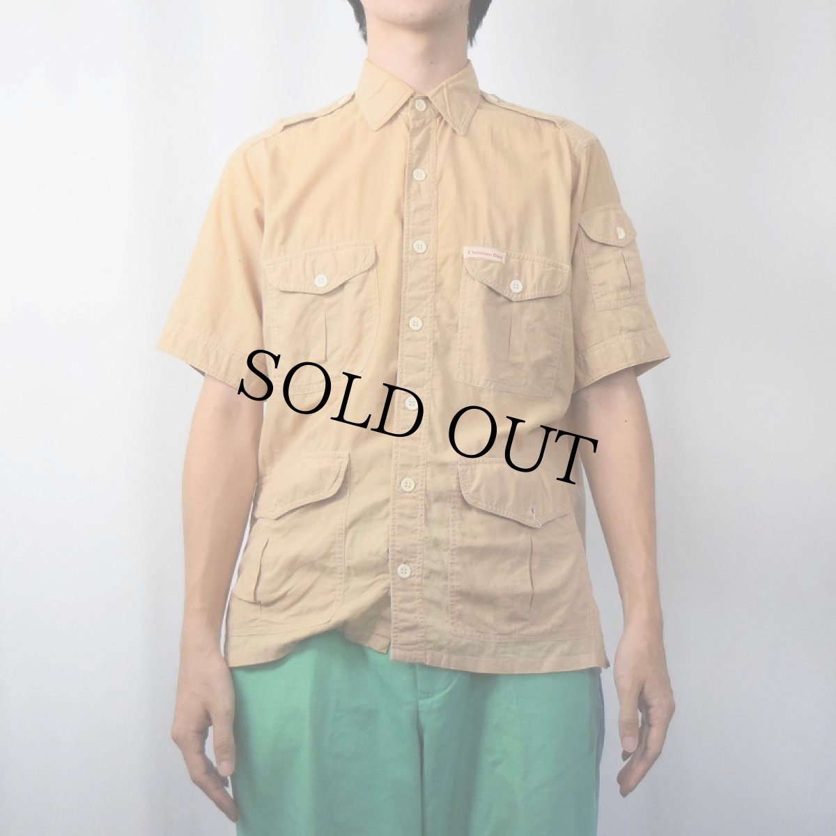 画像2: 80's Christian Dior コットンサファリシャツ M (2)