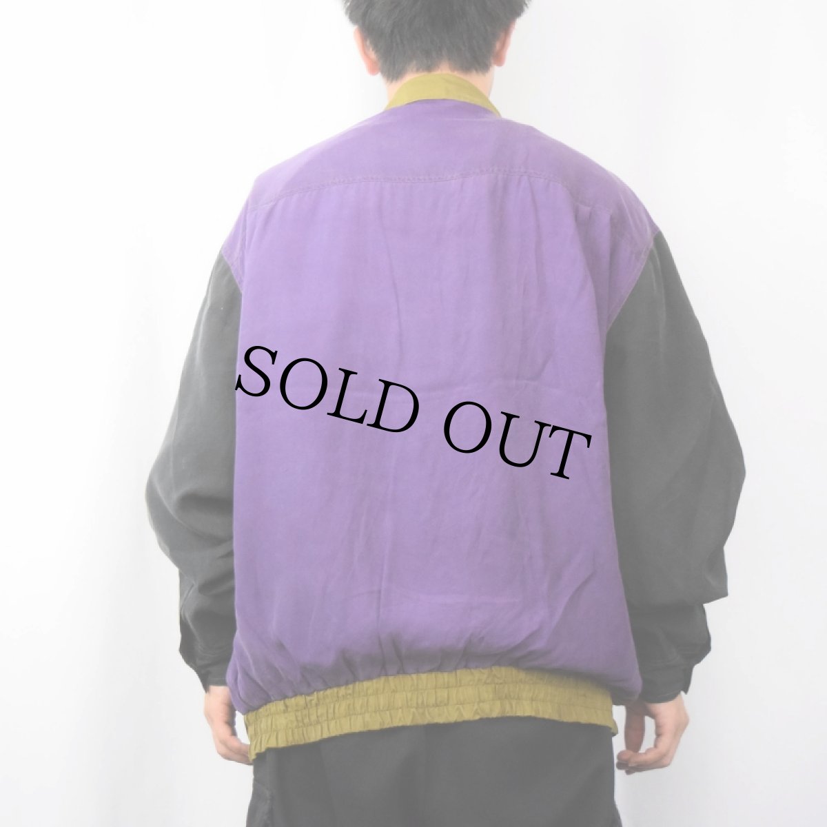 画像4: SAXONY 切り替えデザイン シルクジャケット XL (4)