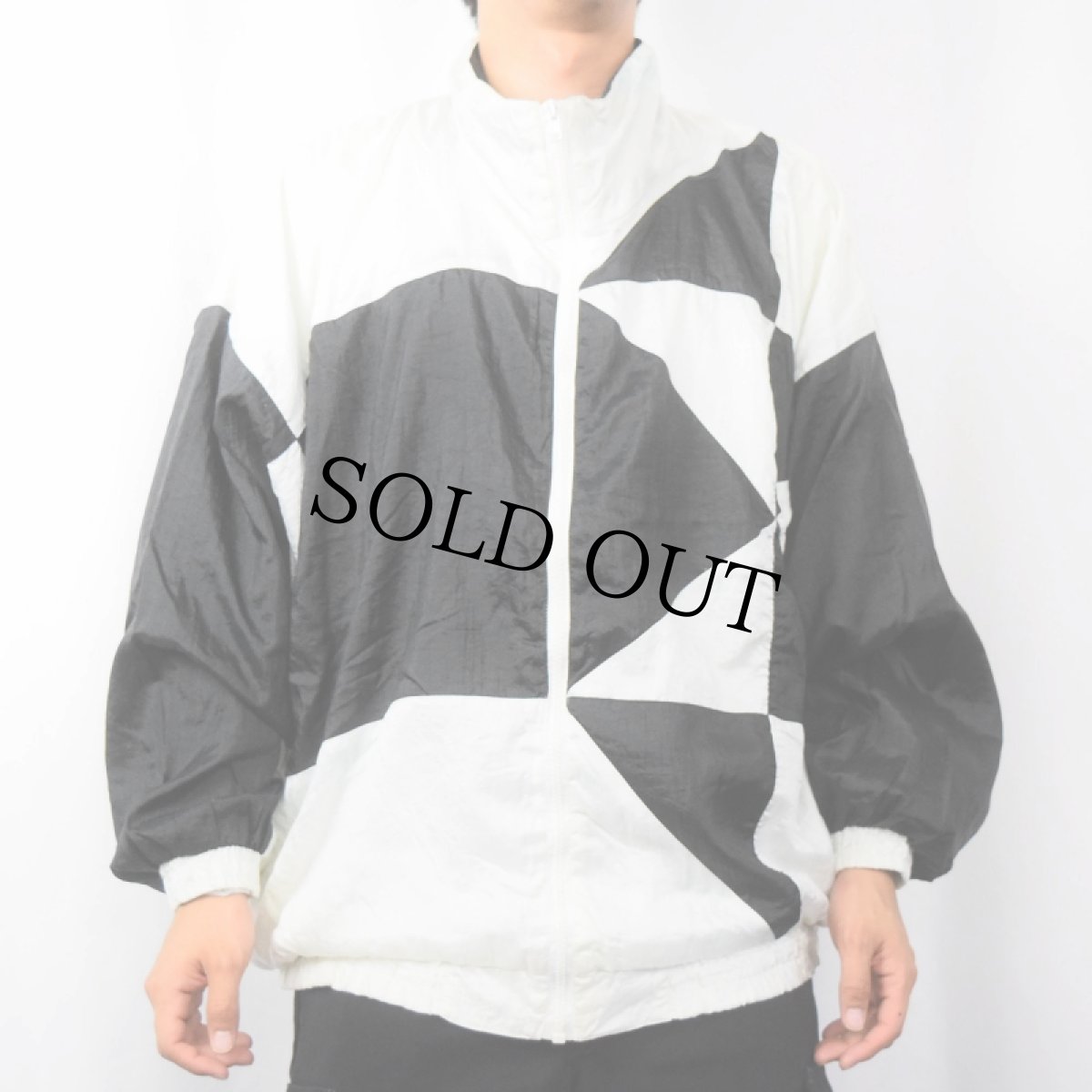 画像2: 80's KUMA SPORT 切り替えデザイン ナイロンジップジャケット 2X (2)